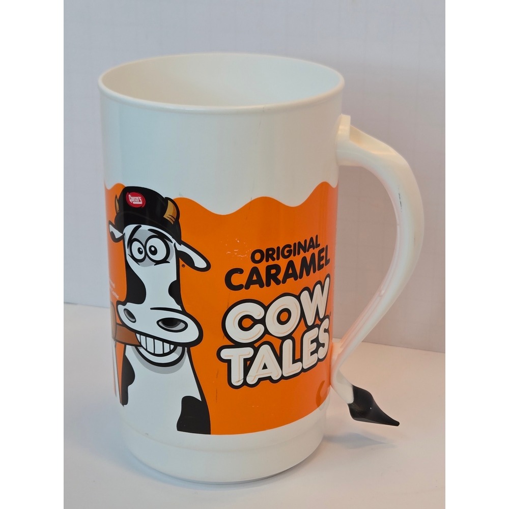 Goetze's Cow Tales Vintage Plastic Collector Mug Whirley No. 44 Orange White 6in